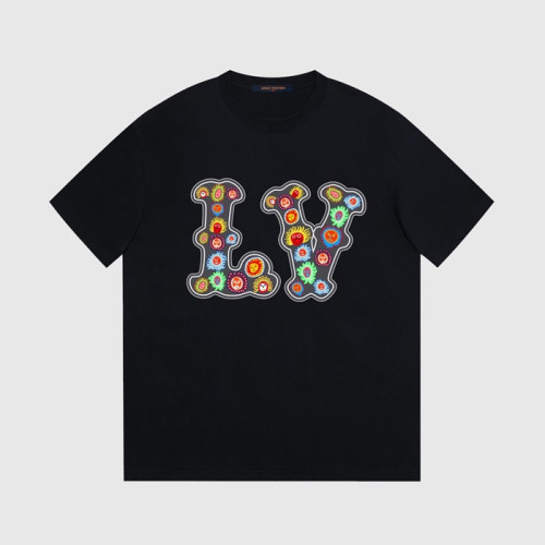 루이비통 남성 크루넥 블랙 반팔티 - Louis vuitton Mens Black Short sleeved Tshirts - lv1531x