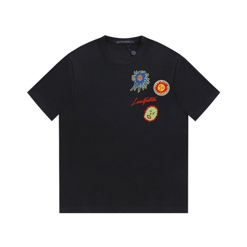 루이비통 남성 크루넥 블랙 반팔티 - Louis vuitton Mens Black Short sleeved Tshirts - lv1566x