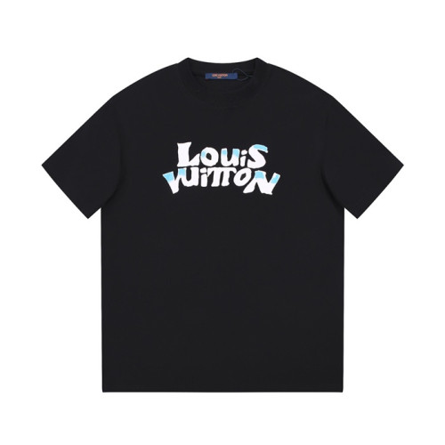 루이비통 남성 크루넥 블랙 반팔티 - Louis vuitton Mens Black Short sleeved Tshirts - lv1572x