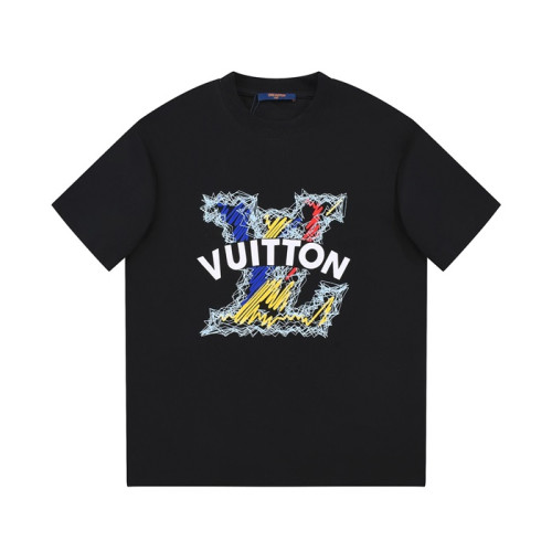 루이비통 남성 크루넥 블랙 반팔티 - Louis vuitton Mens Black Short sleeved Tshirts - lv1590x