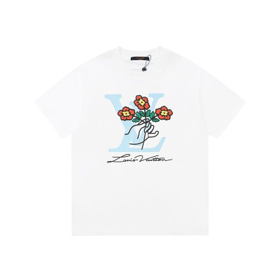 루이비통 남성 크루넥 화이트 반팔티 - Louis vuitton Mens White Short sleeved Tshirts - lv1597x
