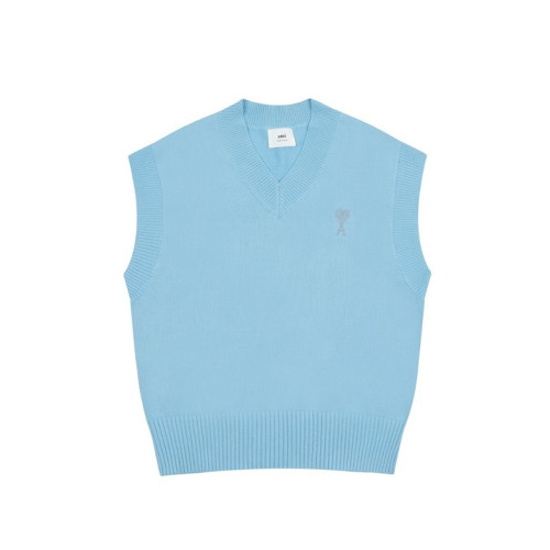 아미 남/녀 블루 베스트 - Ami Unisex Blue Vest - am12x