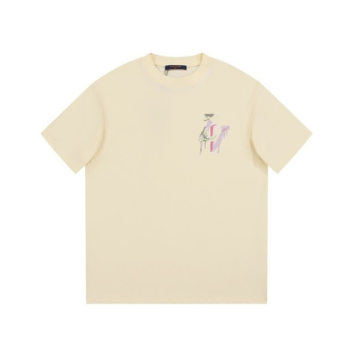 루이비통 남성 크루넥 아이보리 반팔티 - Louis vuitton Mens Ivory Short sleeved Tshirts - lv1613x