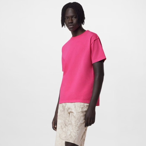 루이비통 남성 크루넥 핑크 반팔티 - Louis vuitton Mens Pink Short sleeved Tshirts - lv1617x