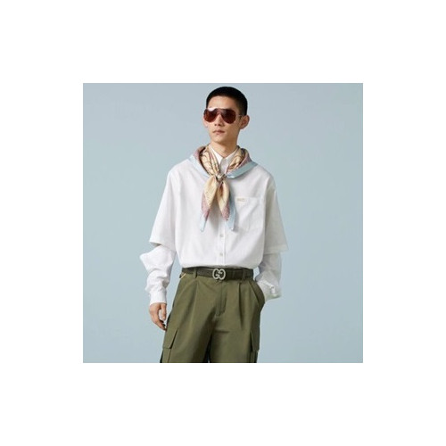 구찌 남성 트렌디 화이트 셔츠 - Gucci Mens White Shirts - gu881x