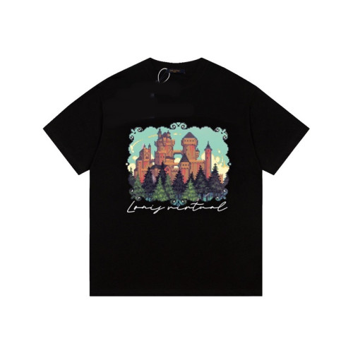 루이비통 남성 크루넥 블랙 반팔티 - Louis vuitton Mens Black Short sleeved Tshirts - lv1655x