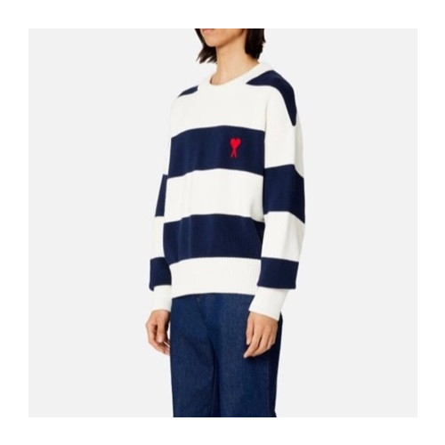 아미 남/녀 네이비 니트 - Ami Unisex Navy Knits - am14x