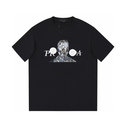 프라다 남성 크루넥 블랙 반팔티 - Prada Mens Black Short sleeved Tshirts - pr662x