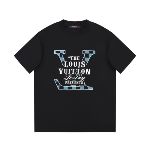 루이비통 남성 크루넥 블랙 반팔티 - Louis vuitton Mens Black Short sleeved Tshirts - lv1691x