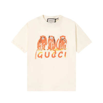 구찌 남/녀 아이보리 크루넥 반팔티 - Gucci Unisex Ivory Short sleeved Tshirts - gu919x