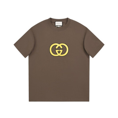 구찌 남/녀 카멜 크루넥 반팔티 - Gucci Unisex Camel Short sleeved Tshirts - gu924x