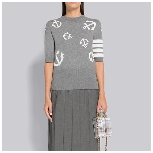 톰브라운 여성 그레이 반팔티 - Thom Browne Womens Gray Tshirts - th77x