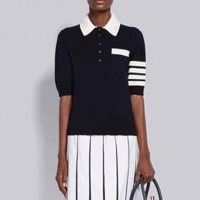 톰브라운 여성 네이비 폴로 반팔티 - Thom Browne Womens Navy Tshirts - th83x