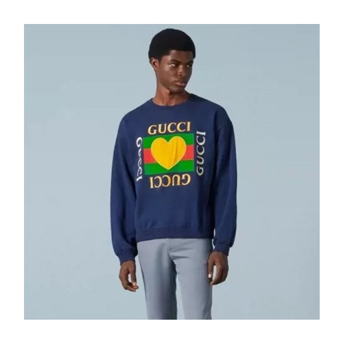 구찌 남성 베이직 블루 맨투맨 - Gucci Mens Blue Tshirts - Gu934x