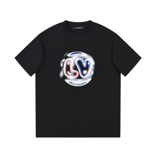 루이비통 남성 크루넥 블랙 반팔티 - Louis vuitton Mens Black Short sleeved Tshirts - lv1730x