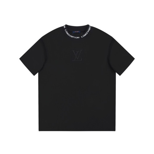 루이비통 남성 크루넥 블랙 반팔티 - Louis vuitton Mens Black Short sleeved Tshirts - lv1735x