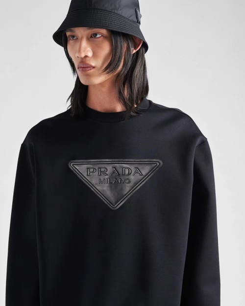 프라다 남자 크루넥 블랙 맨투맨 - Prada Mens Black Tshirts - pr691x