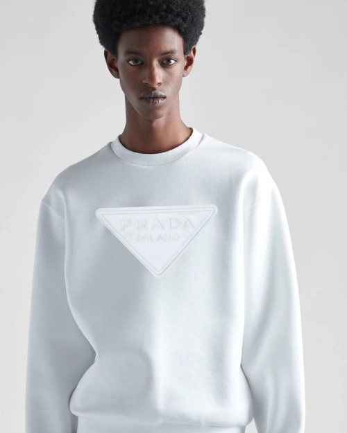프라다 남자 크루넥 화이트 맨투맨 - Prada Mens White Tshirts - pr692x