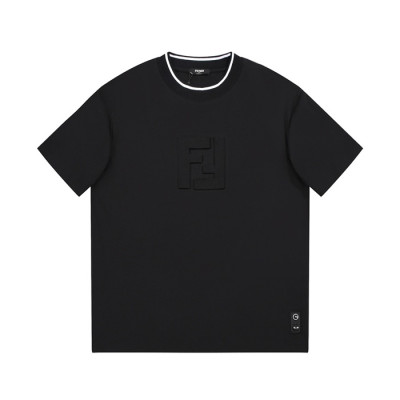 펜디 남성 블랙 크루넥 반팔티 - Fendi Mens Black Short sleeved Tshirts - fe189x