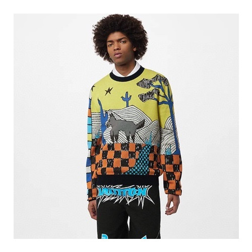 루이비통 남성 그린 크루넥 니트 - Louis vuitton Mens Green Sweaters - lv1857x