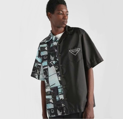 프라다 남성 모던 블랙 반팔 셔츠 - Prada Mens Black Short sleeved Shirts - pr733x