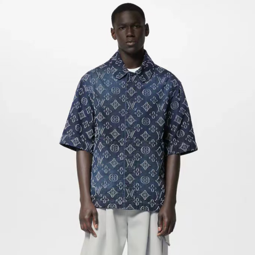 루이비통 남성 모던 블랙 반팔 셔츠 - Louis vuitton Mens Black Short sleeved Shirts - lv1919x