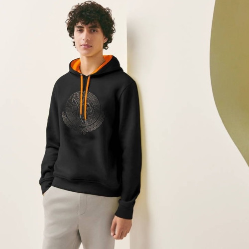 에르메스 남성 블랙 후드티 - Hermes Mens Black Hoodie - he351x