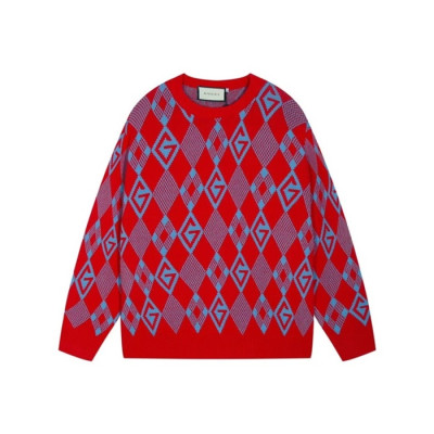 구찌 남성 캐쥬얼 크루넥 레드 스웨터 - Gucci Mens Red Sweaters- gu1112x