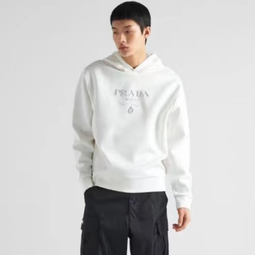 프라다 남성 캐쥬얼 화이트 후드티 - Prada Mens White Hoodie - pr815x