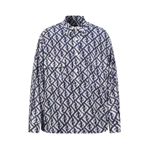 펜디 남성 블루 셔츠 - Fendi Mens Blue Tshirts - fe549x