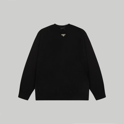 프라다 남성 크루넥 블랙 니트 - Prada Mens Black Knits - pr865x