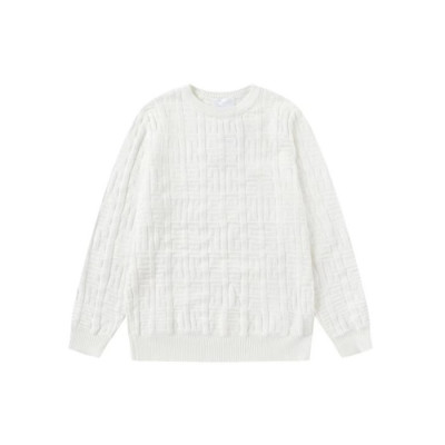 펜디 남성 화이트 크루넥 스웨터 - Fendi Mens White Sweaters - fec01x