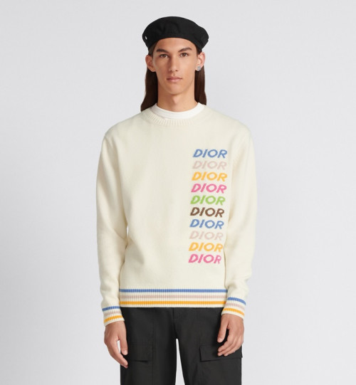 디올 남성 아이보리 니트 - Dior Mens Ivory Knitwear - dic213x