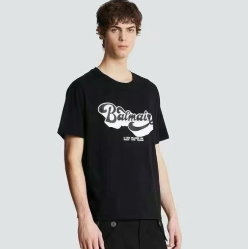 발망 남성 크루넥 블랙 반팔티 - Balmain Mens Black Tshirts - bmc02x