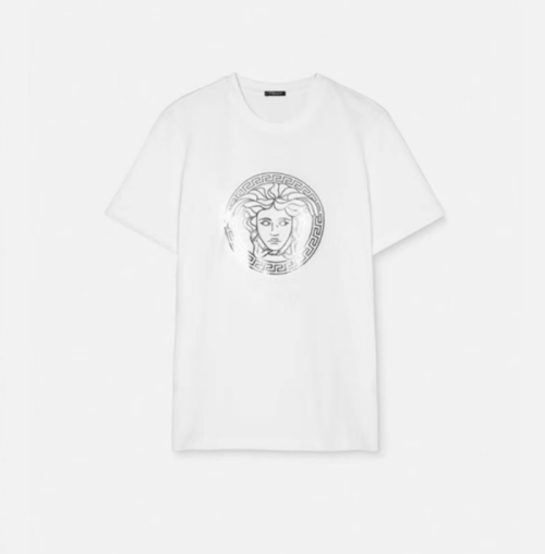 베르사체 남성 이니셜 화이트 반팔티 - Versace Mens Initial White Tshirts - vec02x