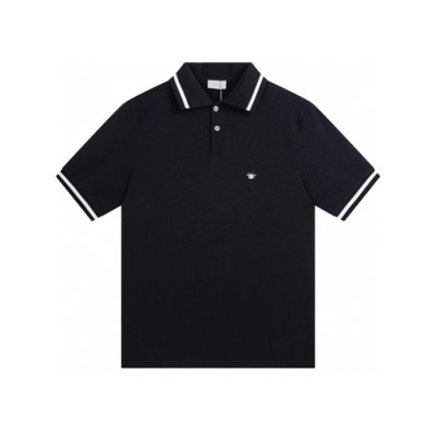 디올 남성 블랙 폴로 반팔티 - Dior Mens Black Tshirts - dic303x