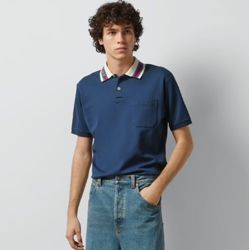 구찌 남성 네이비 폴로 반팔티 - Gucci Mens Navy Tshirts - guc327x