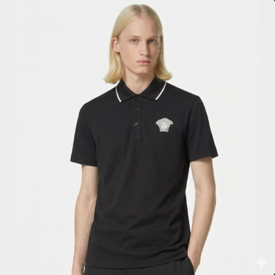 베르사체 남성 블랙 폴로 티셔츠 - Versace Mens Black Tshirts - vec492x
