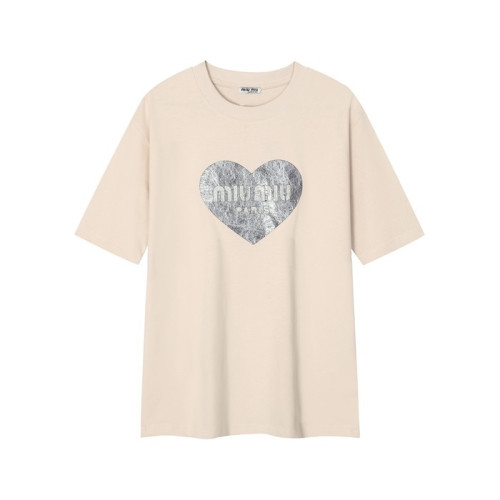 미우미우 여성 베이지 티셔츠 - Miumiu Ladys Beige Tshirts - muc593x