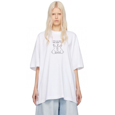 베트멍 여성 화이트 반팔 티셔츠 - Vetements Womens White Tshirts - vec699x