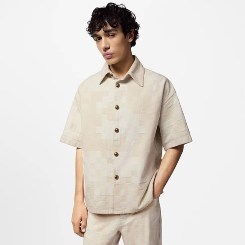 루이비통 남성 아이보리 반팔 셔츠 - Louis vuitton Mens Ivory Shirts - lvc887x