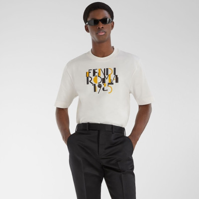 펜디 남성 블랙 반팔 티셔츠 - Fendi Mens Black Tshirts - fec939x