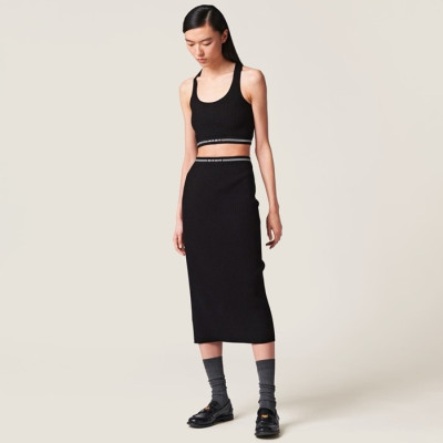 미우미우 여성 블랙 나시 - Miumiu Womens Sleeveless Tshirt - muc987x