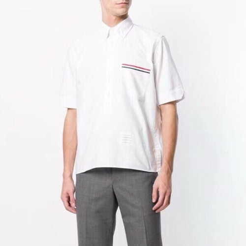 톰브라운 남성 반팔 화이트 셔츠 - Thom Browne Mens White Dress Shirts - thc1242x