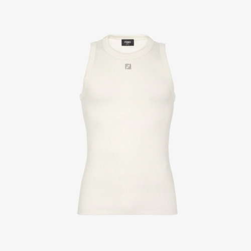 펜디 남성 화이트 나시 - Fendi Mens White Sleeveless Tshirt - fec1425x