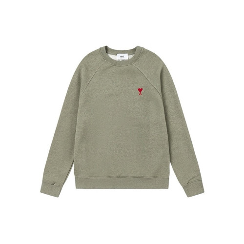 아미 남성 카키 맨투맨 - Ami Mens Khaki Tshirts - amc2137x