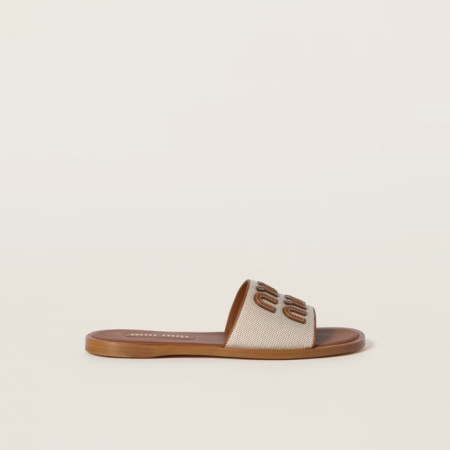 미우미우 여성 로고 패치 슬리퍼 - Miumiu Womens Logo Patch Slipper - mis5558x