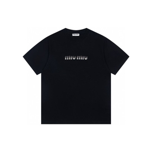 미우미우 남/녀 라운드 반팔 티셔츠 - Miumiu Unisex Round Tshirt - mic6498x