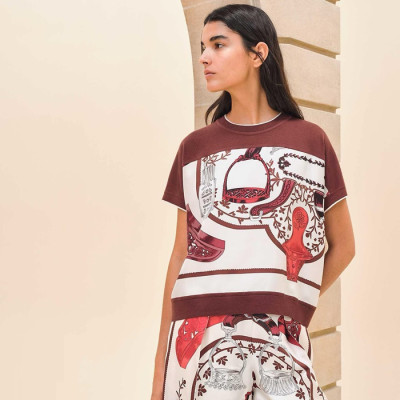 에르메스 여성 크루넥 반팔티 - Hermes Womens Round Tshirt - hec6529x