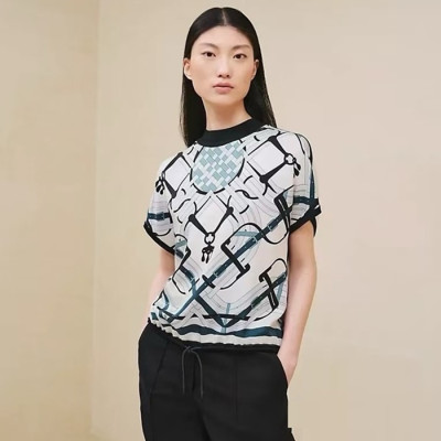 에르메스 여성 크루넥 반팔티 - Hermes Womens Round Tshirt - hec6533x